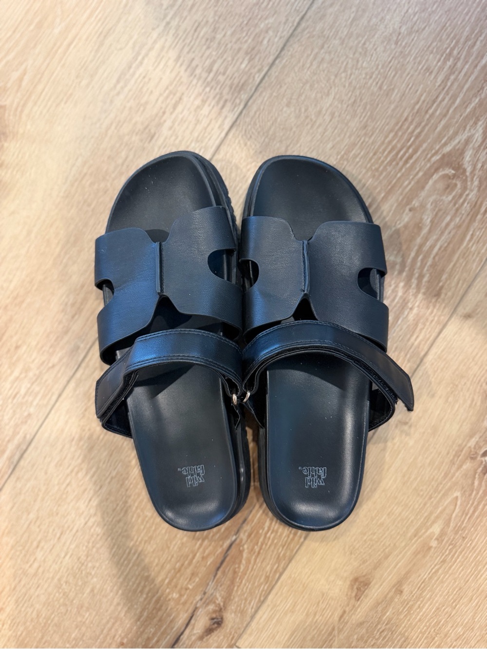 wild fable Black Double-Strap Slide Sandals